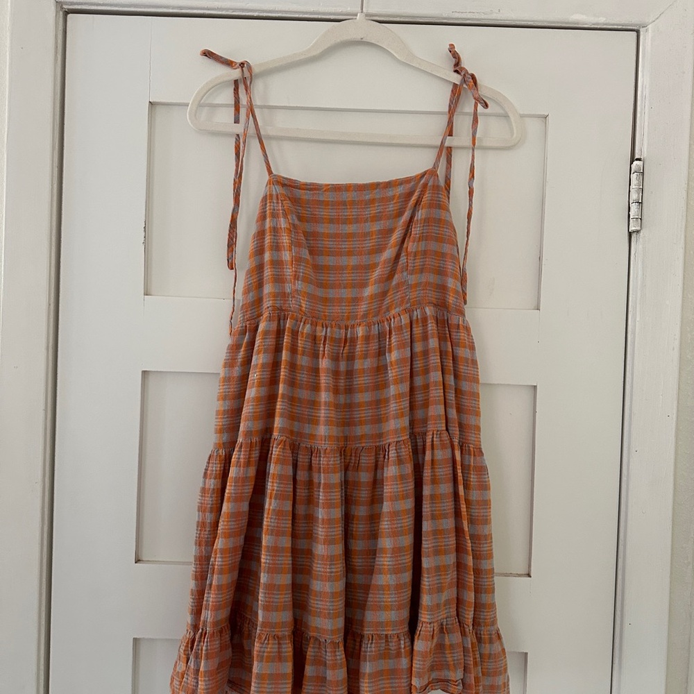 Carly Jean Los Angeles Orange Plaid Dress